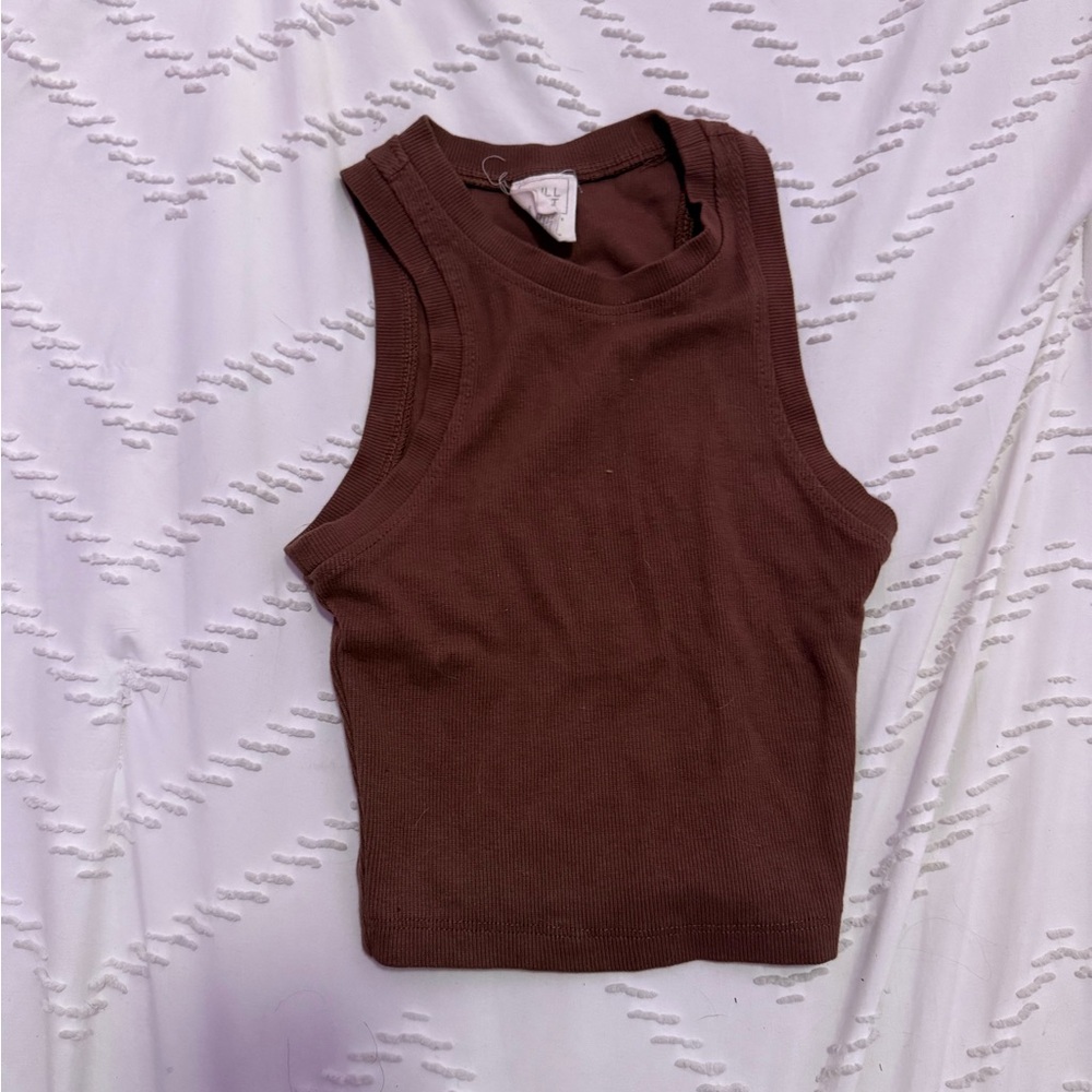 Brown Sleeveless Knit Top